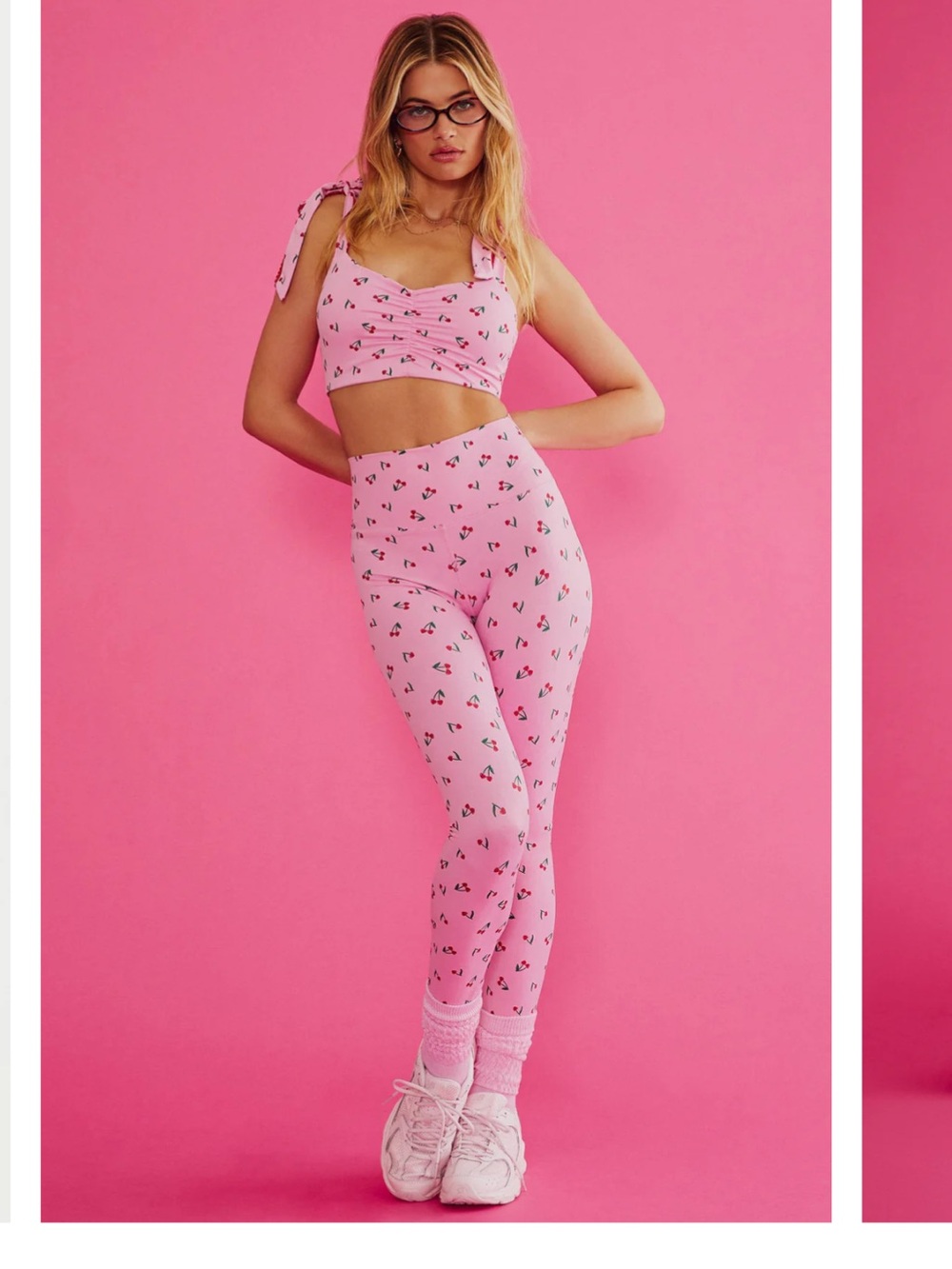 NWOT Beach Riot PINK CHERRY HEART PIPER HW LEGGING Size XS